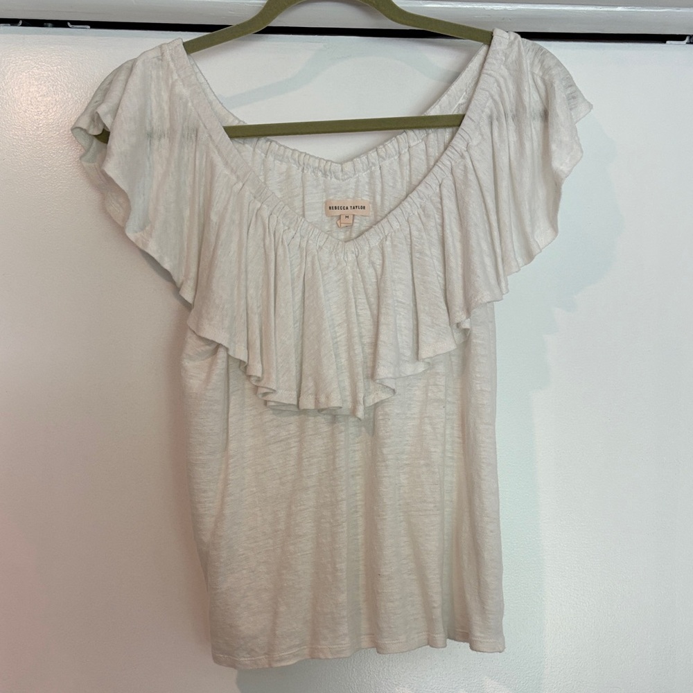 Rebecca Taylor Cream Ruffle Blouse